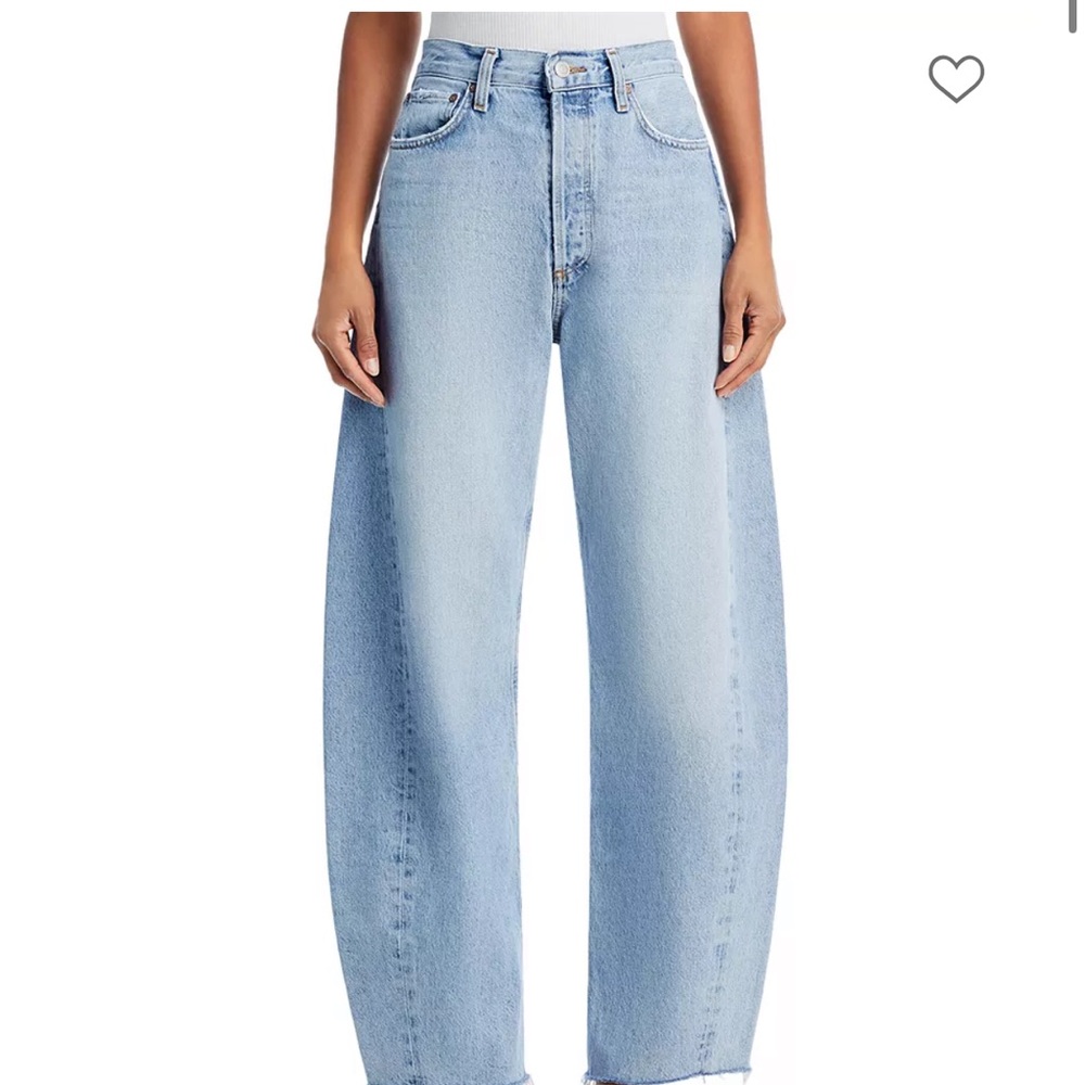 AGOLDE Luna High Rise Pieced Bowed Leg Jeans in Void / Size 28 / EUC 💙❄️